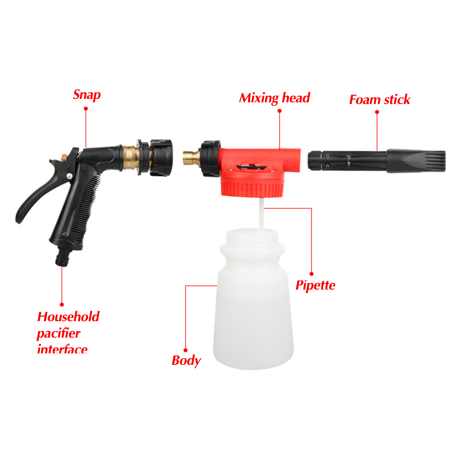 900ml Snow Foam Washer Gun Car Wash Soap Lance Cannon Spray Pressure