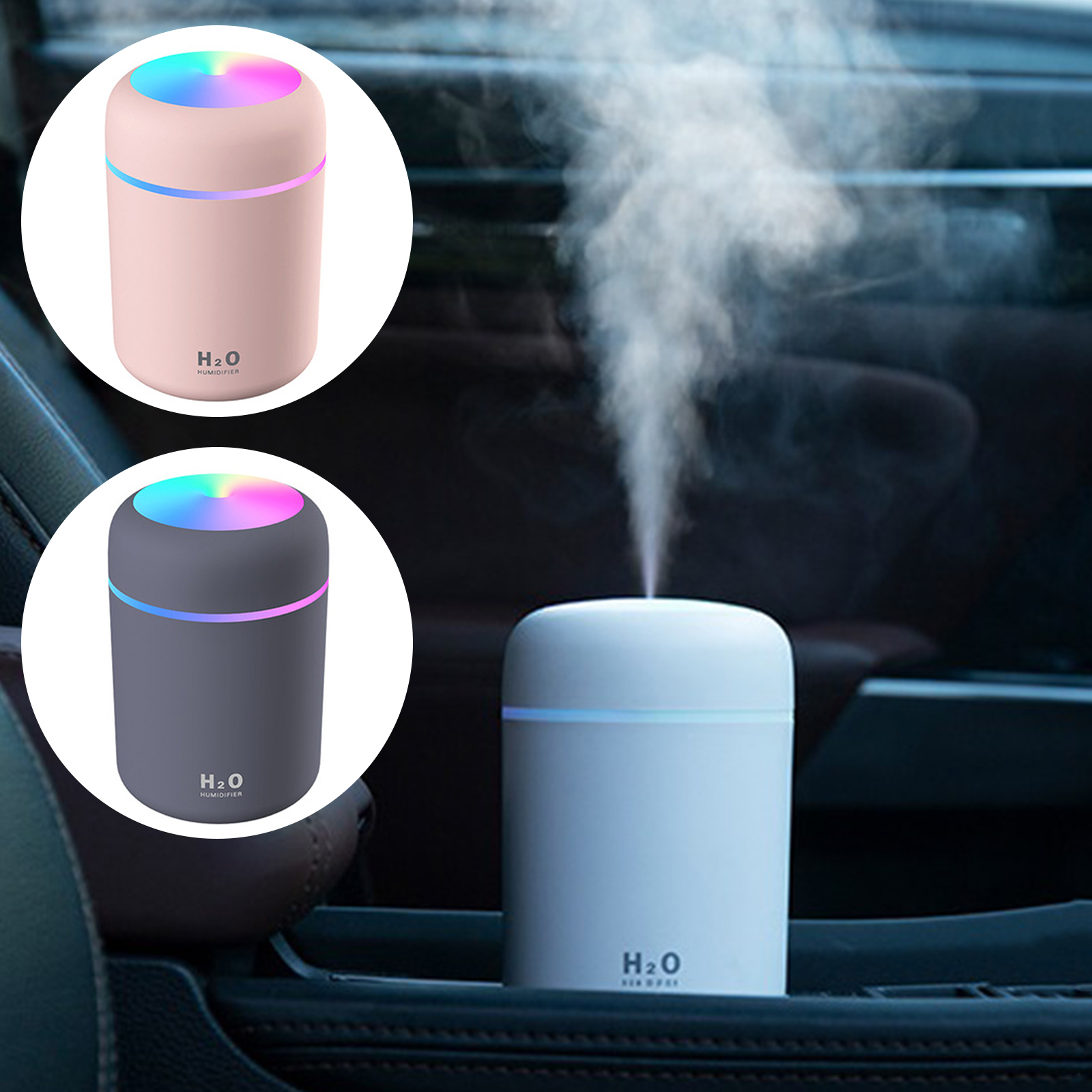 USB Portable 7 Colors LED Humidifier Car Air Purifier Aroma Diffuser